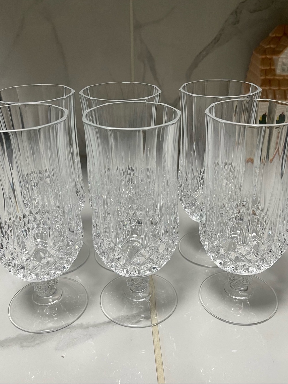 Cristal d'Arques Durand Longchamp Iced Tea / Water Glass 7" Tall 12 ounces Set 6